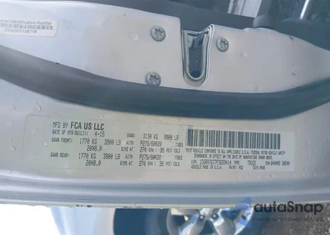 2015 Ram 1500 Big Horn z USA, uszkodzony, nr VIN 1C6RR7GT7FS659414